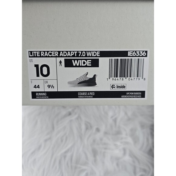 ADIDAS Men's Lite Racer Adapt 7.0 Running Sneakers 10 Wide Slip On Black White - Picture 6 of 7